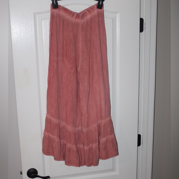 Umgee Pants - Umgee Coral Ruffled Tiered Pants